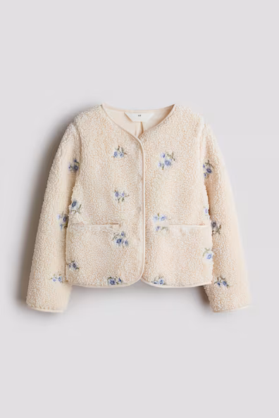 Плюшевое пальто с вышитыми мотивами- Заказать в России