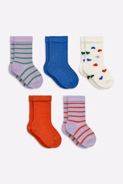 Носки для младенцев из ребристой вязки, 5 пар
