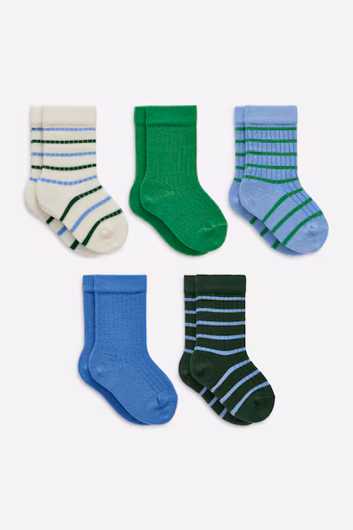 Носки для младенцев из ребристой вязки, 5 пар