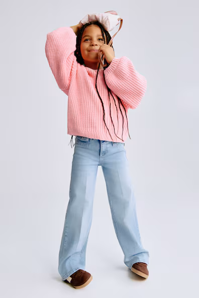 Джинсы с широкими брючинами- Заказать в России