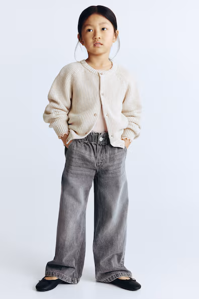 Джинсы широкие свободного кроя с поясом PAPER BAG