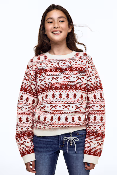 Свободная свитер с узором- Заказать в России