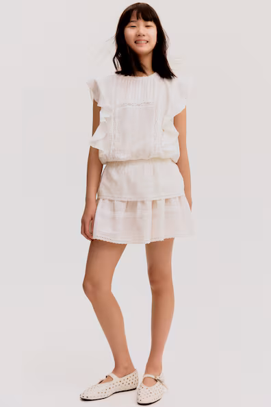 Юбка из хлопка с кружевом- Заказать в России