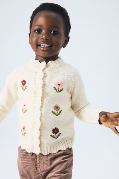 Кардиган из трикотажа с вышитыми мотивами H&M