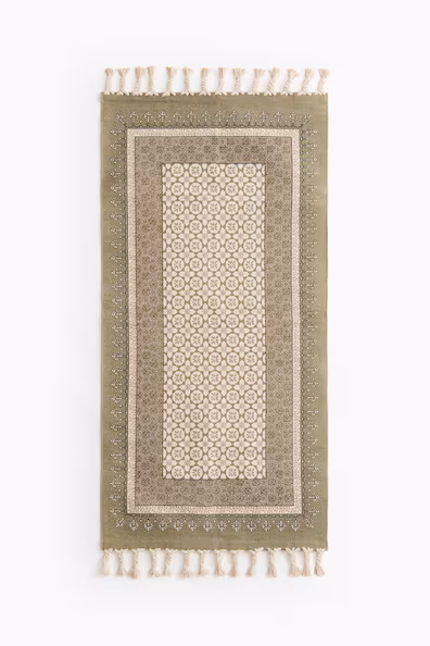 Хлопковый коврик с бахромой