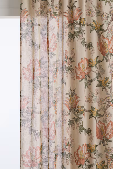 Набор из 2 длинных занавесок из смеси льна- Заказать в России