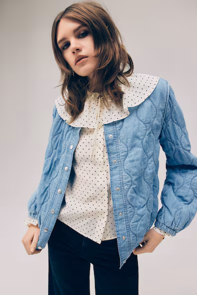 Стеганое пальто из джинсы- Заказать в России