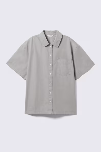 Рубашка с коротким рукавом из хлопкового холста OVERSIZE