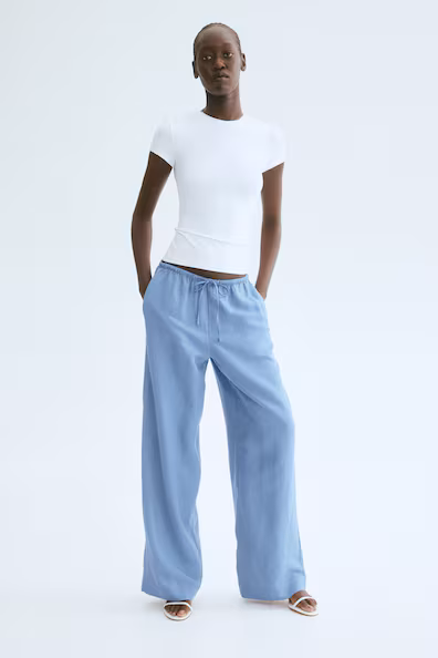 Прямые брюки из смеси льна