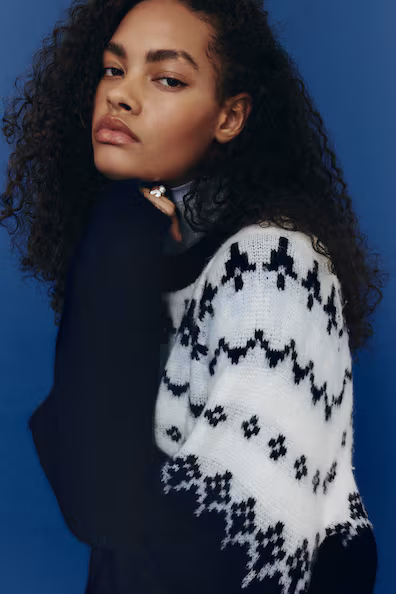 Свитер в морском стиле с жаккардовым узором- Заказать в России