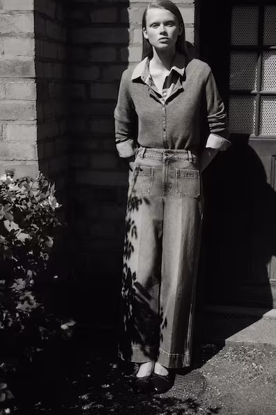 Джинсы широкие до щиколотки- Заказать в России