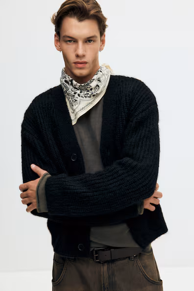 Кардиган из рубчикового трикотажа свободного кроя- Заказать в России