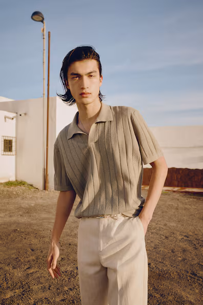 Поло REGULAR FIT из смеси льна- Заказать в России