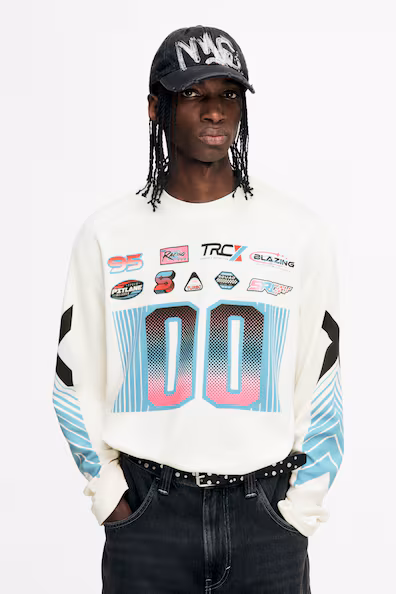 Свитер с длинными рукавами из сетчатого материала LOOSE FIT