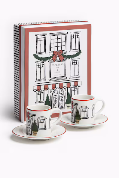 Набор для подарка с 2 чашками для кофе и блюдцами- Заказать в России