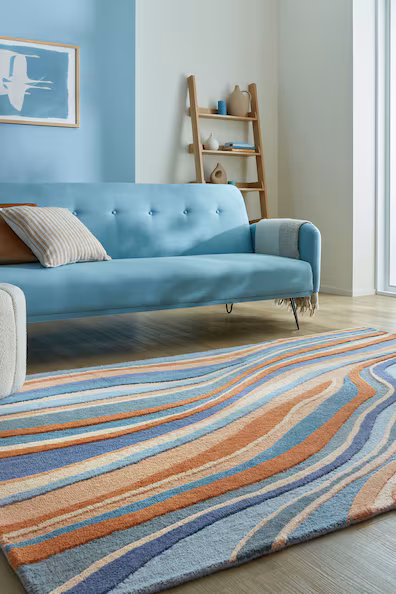 Ковер из шерсти абстрактный поток- Заказать в России