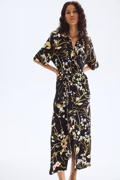 Рубашка-платье с завязкой- Заказать в России