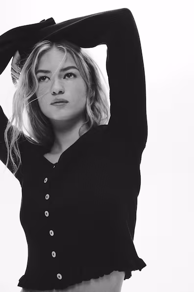 Кардиган с оборками из трикотажа- Заказать в России