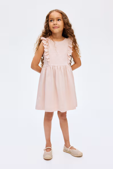 Платье из хлопка с оборками- Заказать в России