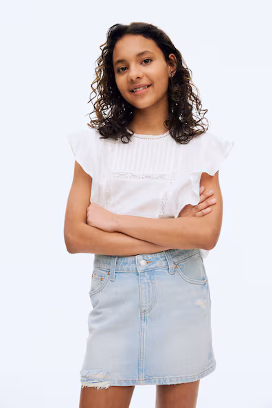 Джинсовая юбка с деталями потертостей H&M- Заказать в России