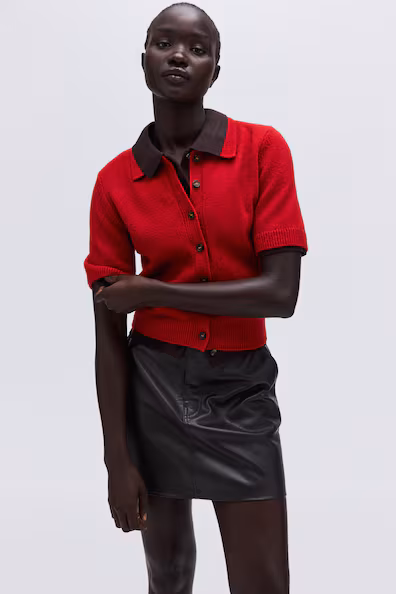 Кардиган с короткими рукавами и воротником- Заказать в России