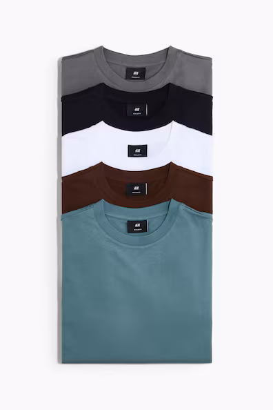 Набор из 5 футболок стандартного кроя