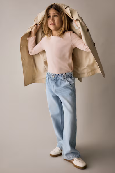 Джинсы с широкими штанинами и поясом PAPER BAG