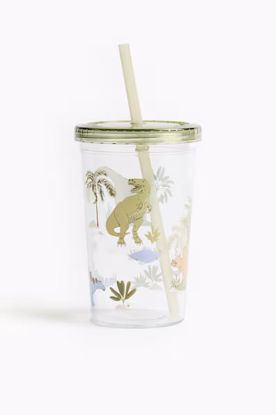 Пластиковый кружка с принтом и трубочкой- Заказать в России