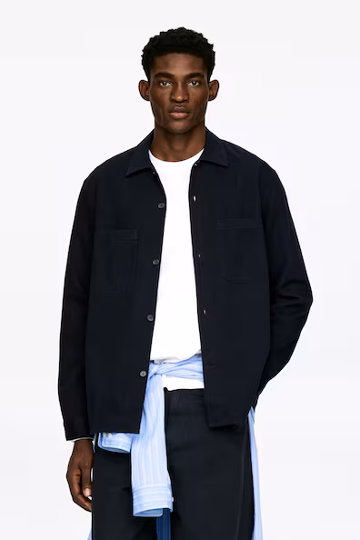 Рубашка-пиджак из хлопкового металлизированного саржи- Заказать в России