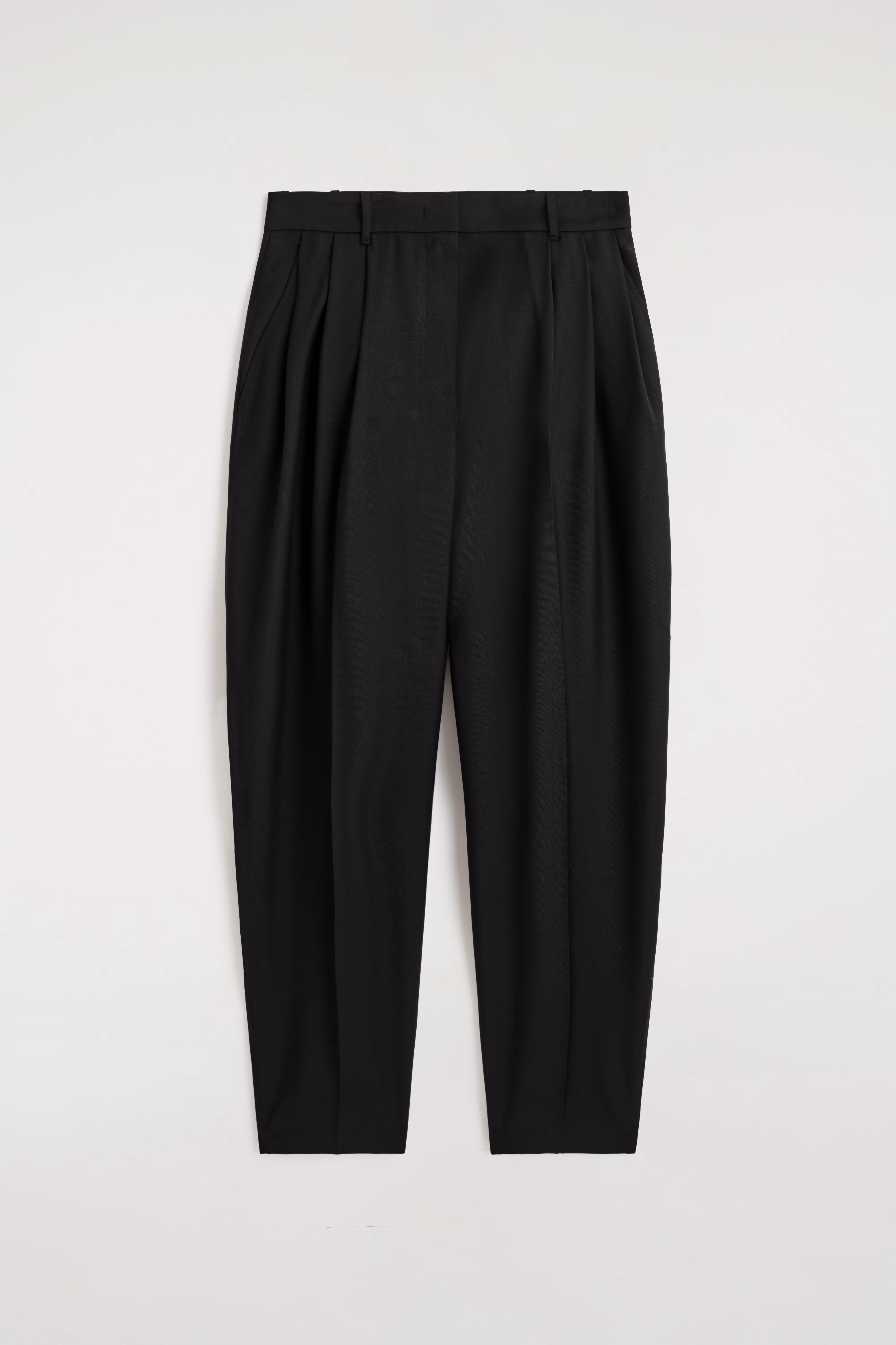 Брюки тюльпан плиссированные из шерстяной смеси