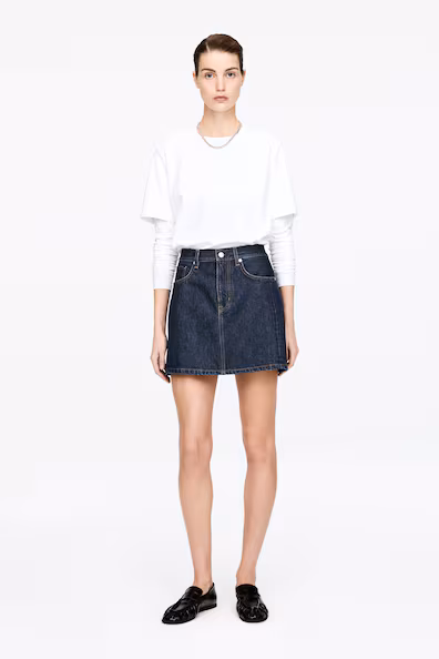 Джинсовая мини-юбка- Заказать в России