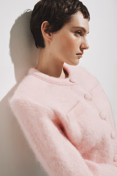 Кардиган из мохеровой смеси с объемными кокетками