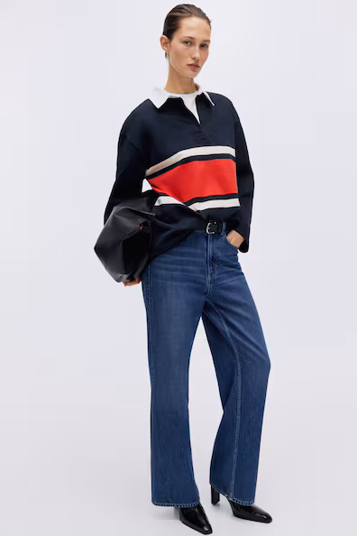 Длинный свитер в стиле регби- Заказать в России