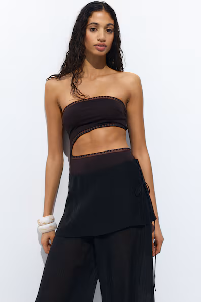 Купальник без бретелек с подкладкой высокая посадка- Заказать в России