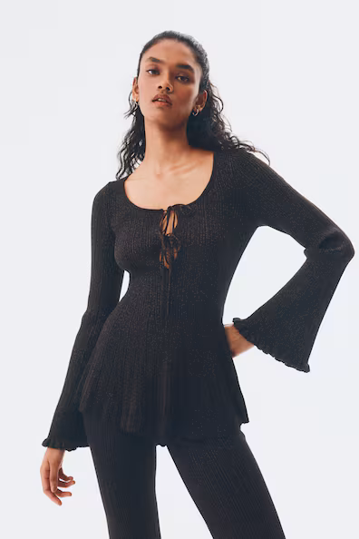 Свитер в рубчик с блеском- Заказать в России