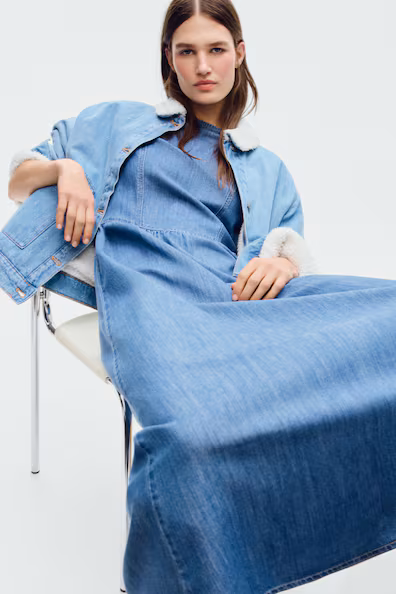 Длинное джинсовое платье- Заказать в России