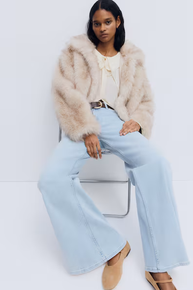 Джинсы широкие с высокой посадкой- Заказать в России