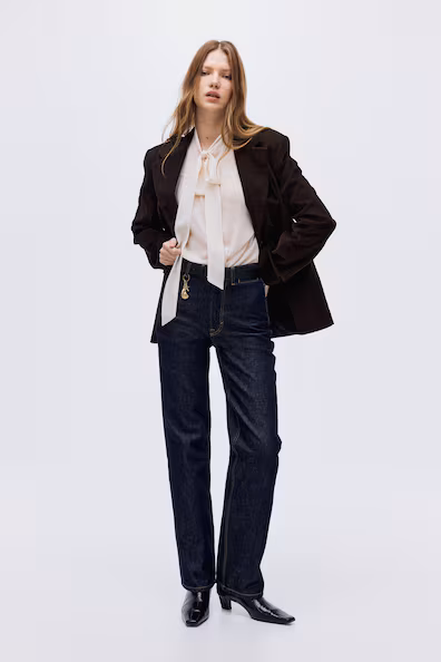 Прямые джинсы с высокой посадкой- Заказать в России