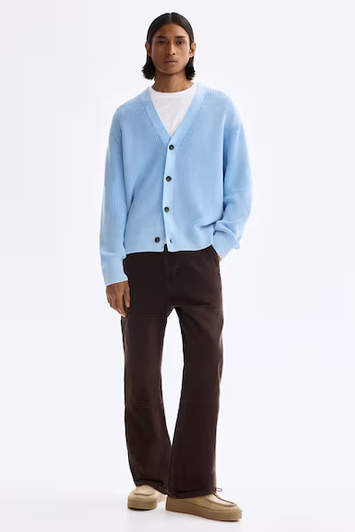 Кардиган RELAXED FIT из рубчиковой хлопковой ткани