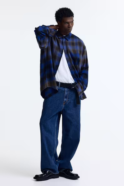 Рубашка в комфортном покрое из смеси хлопка