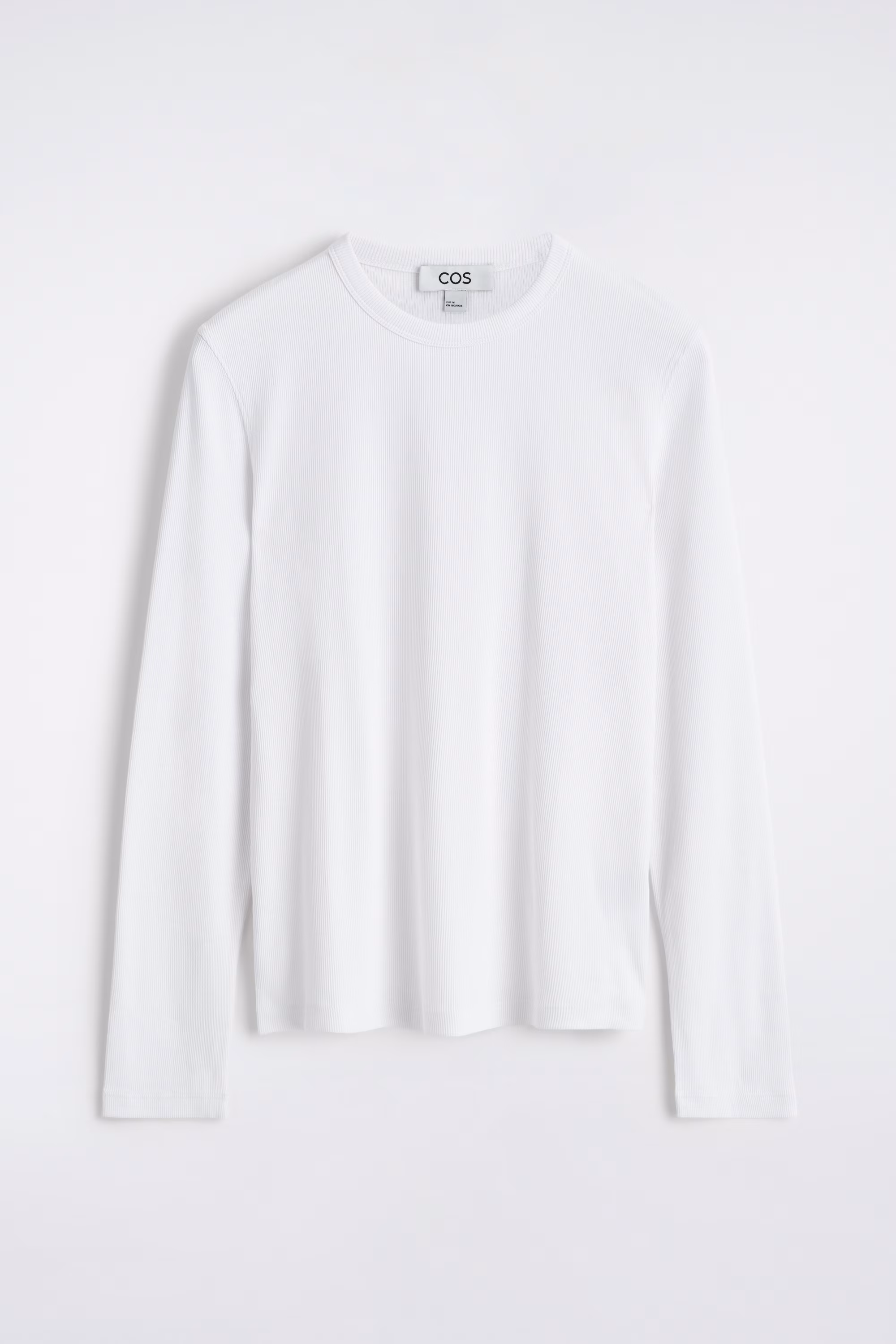 Футболка из хлопка с утонченной рубчиковой тканью и длинным рукавом- Заказать в России