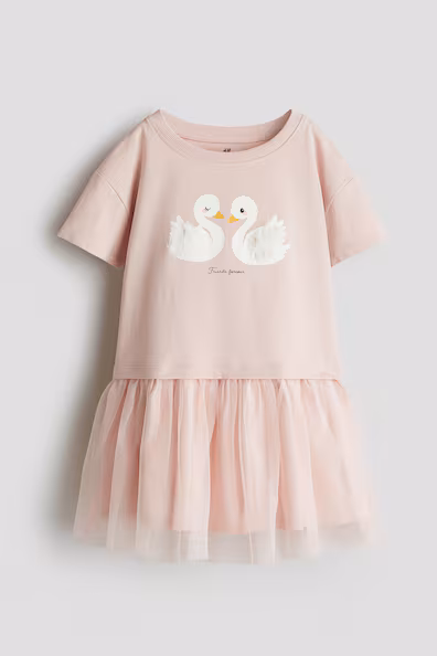 Платье с юбкой из тюля и принтом