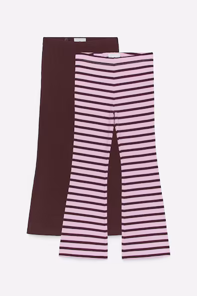 Набор из 2 леггинсов в рубчике с расклешенным краем