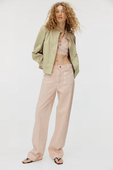 Джинсы широкие с высокой посадкой H&M