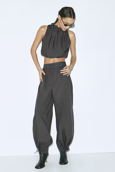 Брюки из поплина с расклешенными штанинами H&M- Заказать в России