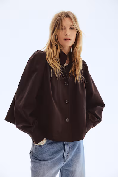 Пиджак из саржи с рукавами буфами- Заказать в России