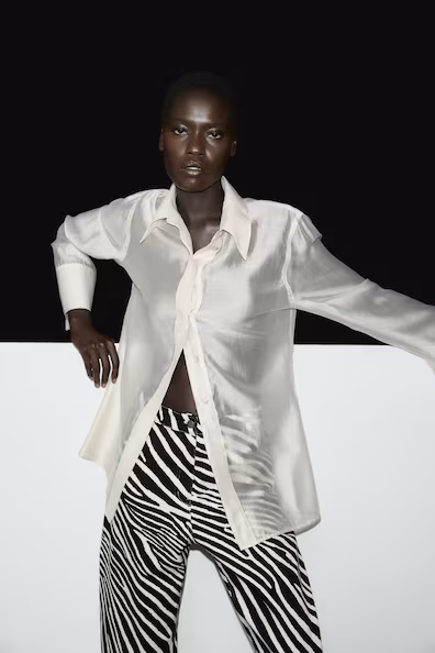 Брюки из хлопкового саржевого платья с оборками на ногах- Заказать в России