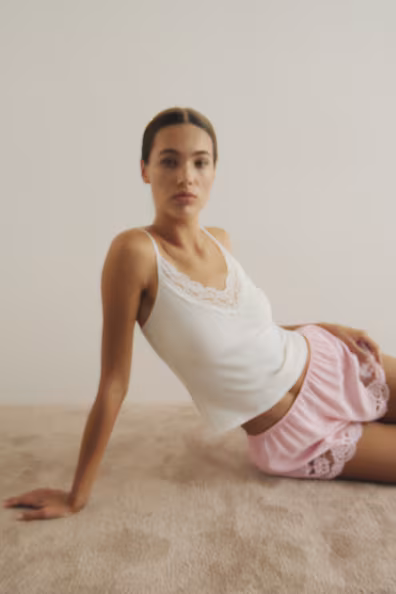 Шорты пижамные с кружевом- Заказать в России