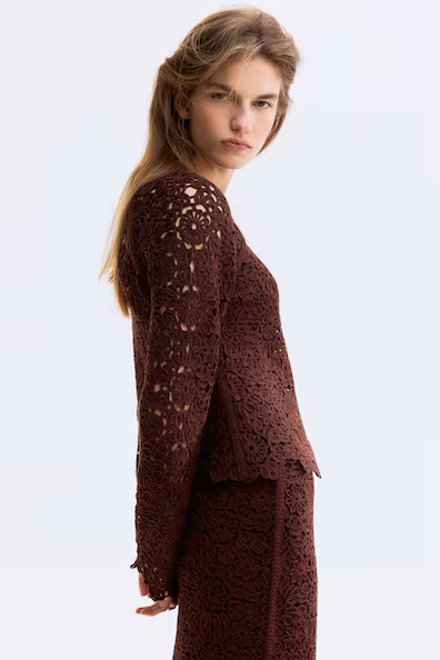 Кардиган из трикотажа в стиле крючком- Заказать в России