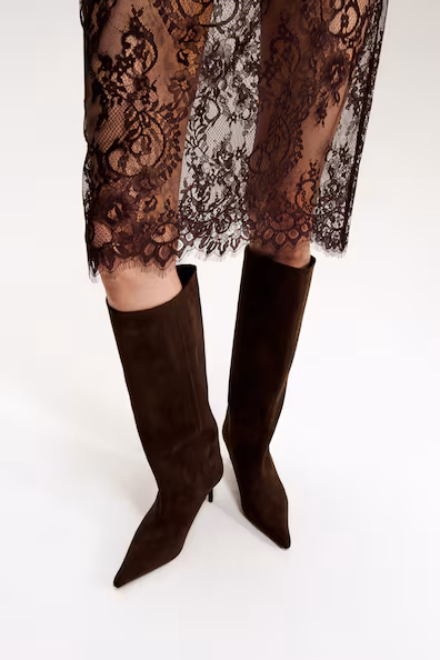 Сапоги до колена с меховой отделкой- Заказать в России